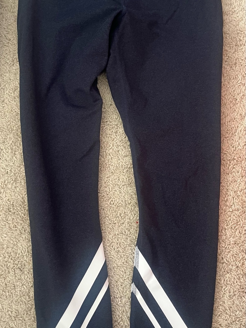 Tory Burch Sport Heathered Navy Leggings with White Chevron Stripes